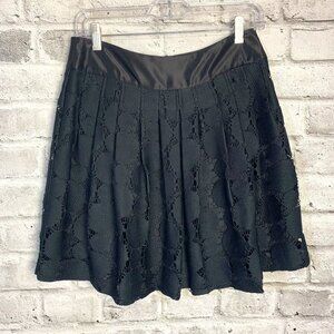 Anthropologie Plenty Tracy Reese Black Pleated Sheer Crochet Lace A-Line Skirt